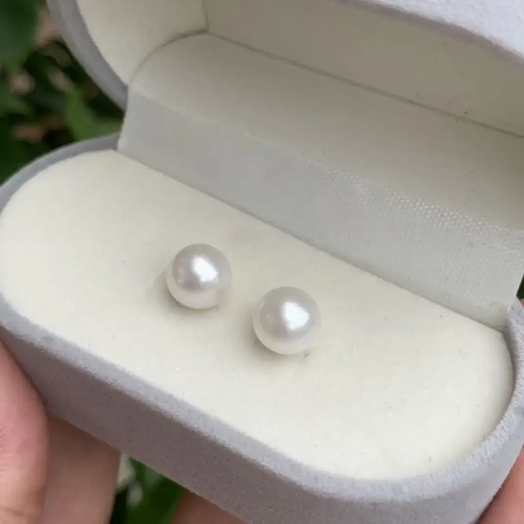 Australian White Pearl Earrings Set S925 Silver Mirror Light