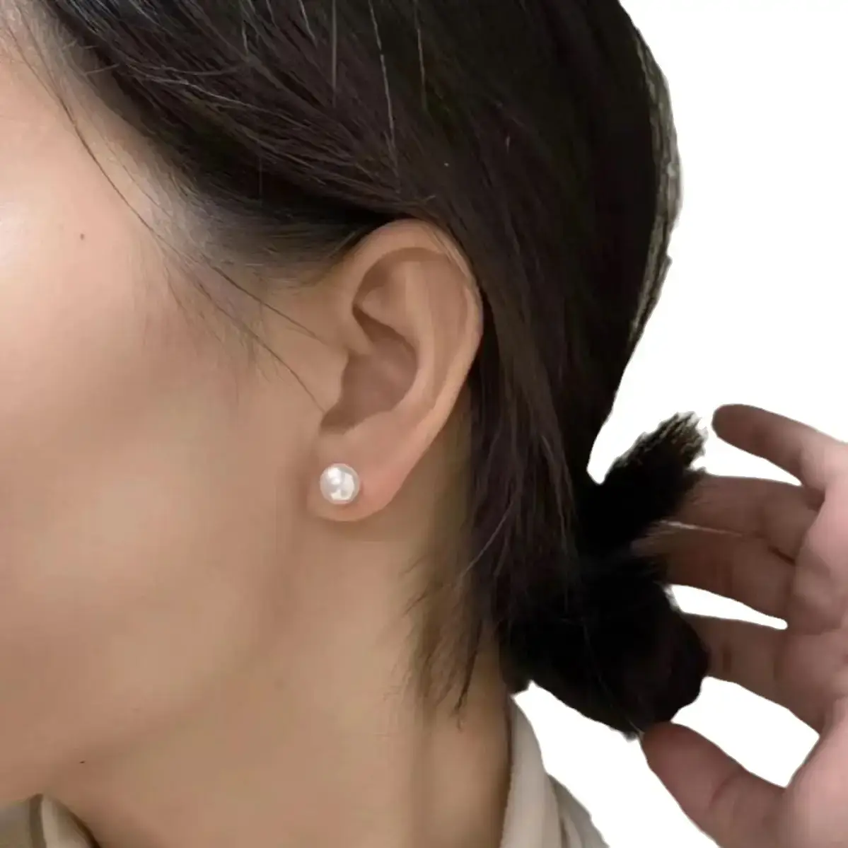 Australian White Pearl Earrings Set S925 Silver Mirror Light