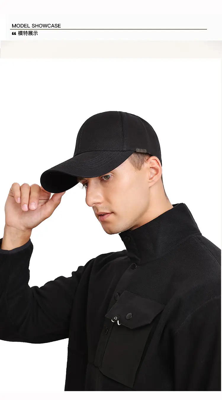 Men's Black Baseball Cap with Brand Logo — feature 16