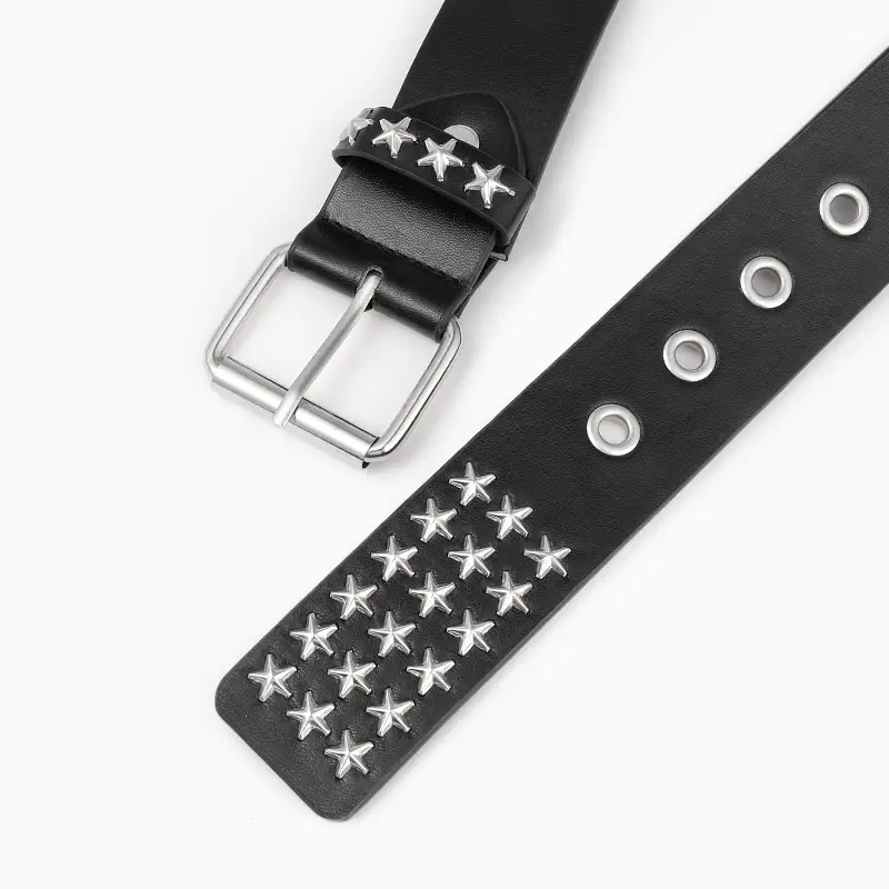 Black Five-Point Star Rivet Belt for Women - Image 6