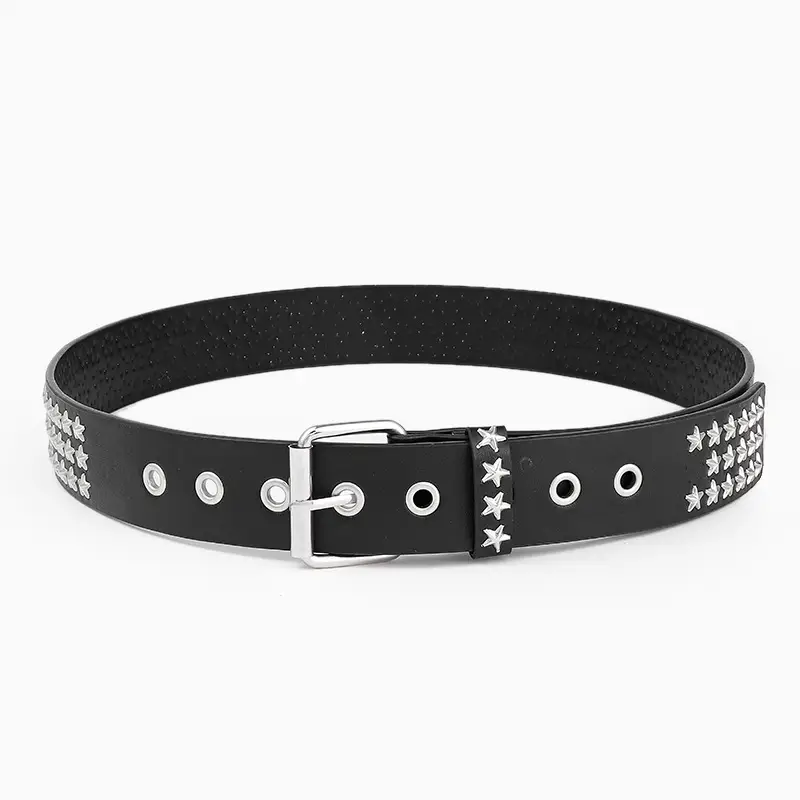 Black Five-Point Star Rivet Belt for Women — feature 6