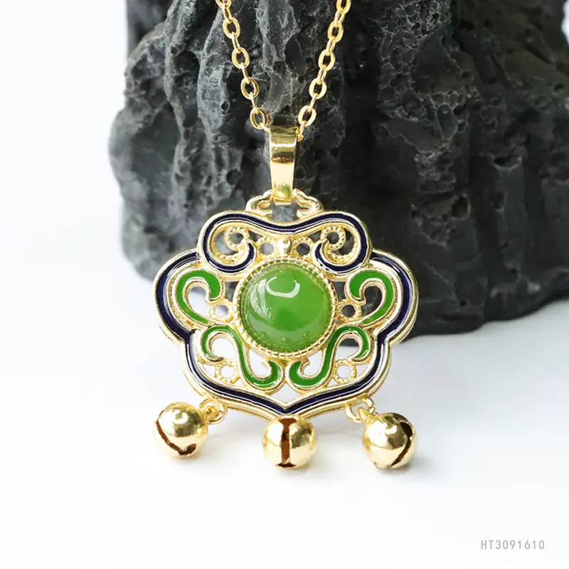 Guan Yu Jade Pendant Necklace with Green Stone — feature 7