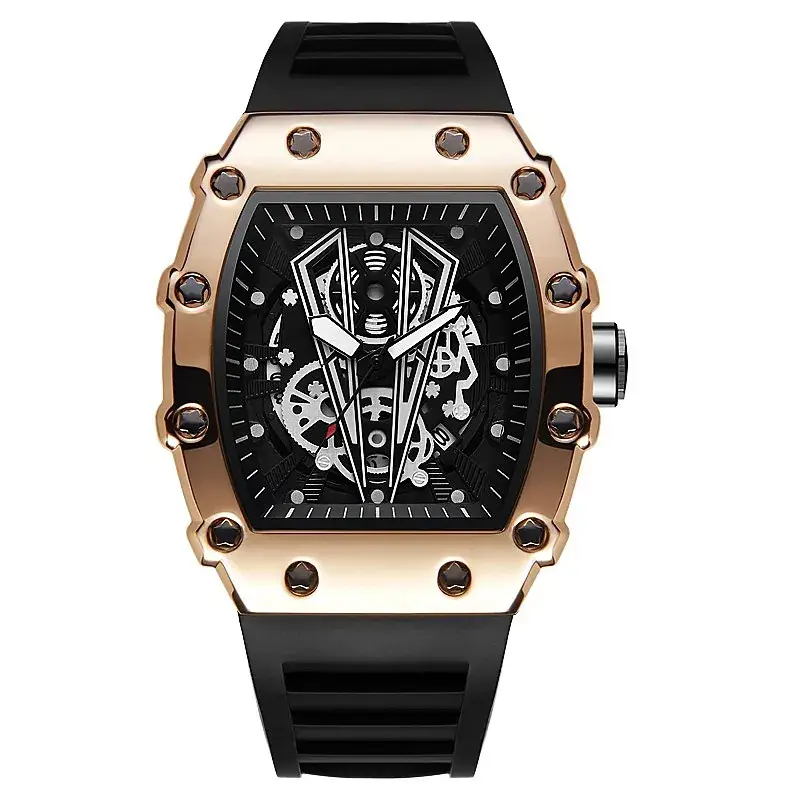 Guberson Men's Baroque Skeleton Watch Black Quartz - Image 2