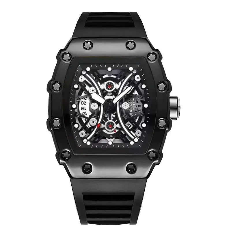 Guberson Men's Baroque Skeleton Watch Black Quartz - Image 3