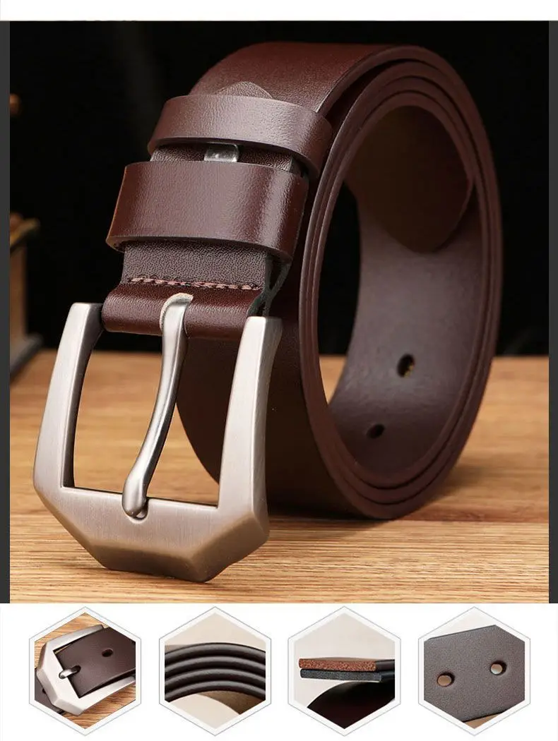 Men's Polo Pin Buckle Belt Brown 3.7" — feature 7