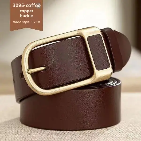 Men's Polo Pin Buckle Belt Brown 3.7"