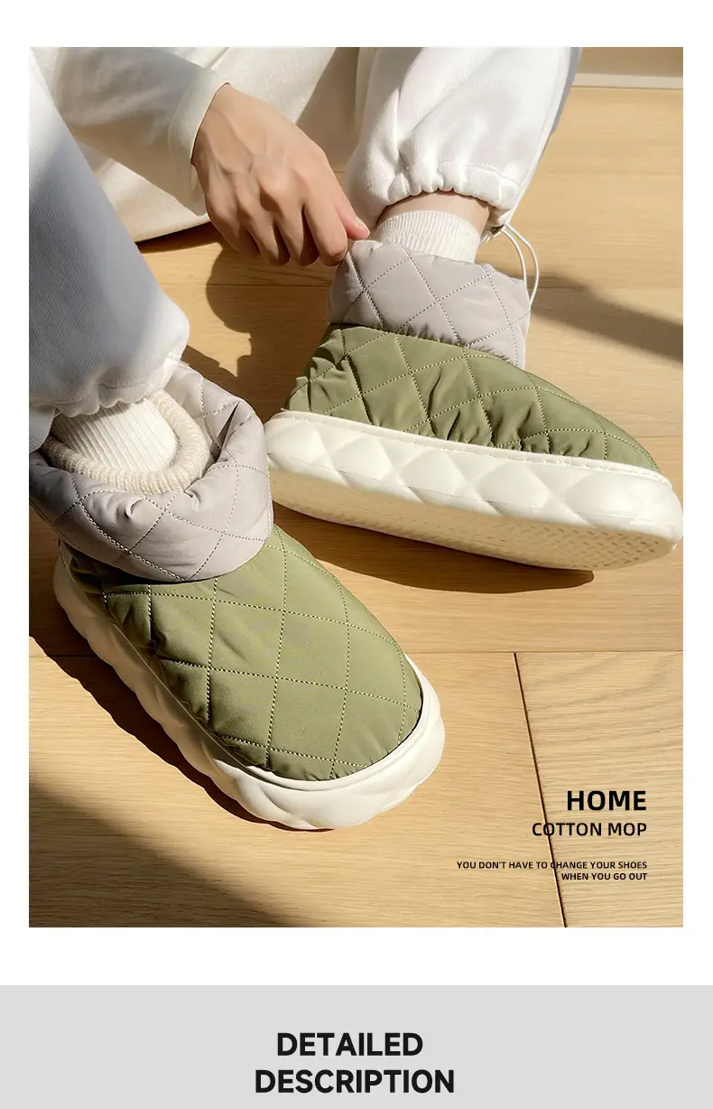 Snow Boots Women's Winter Women's New Internet Popular Winter Internet Popular Thick Bottom Waterproof Down Cloth Shoes Outdoor Warm Cotton Shoes for Men — feature 2