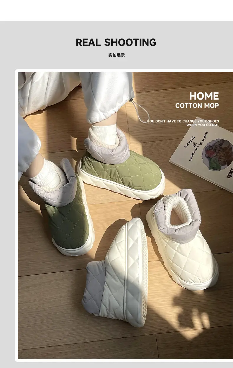 Snow Boots Women's Winter Women's New Internet Popular Winter Internet Popular Thick Bottom Waterproof Down Cloth Shoes Outdoor Warm Cotton Shoes for Men — feature 8