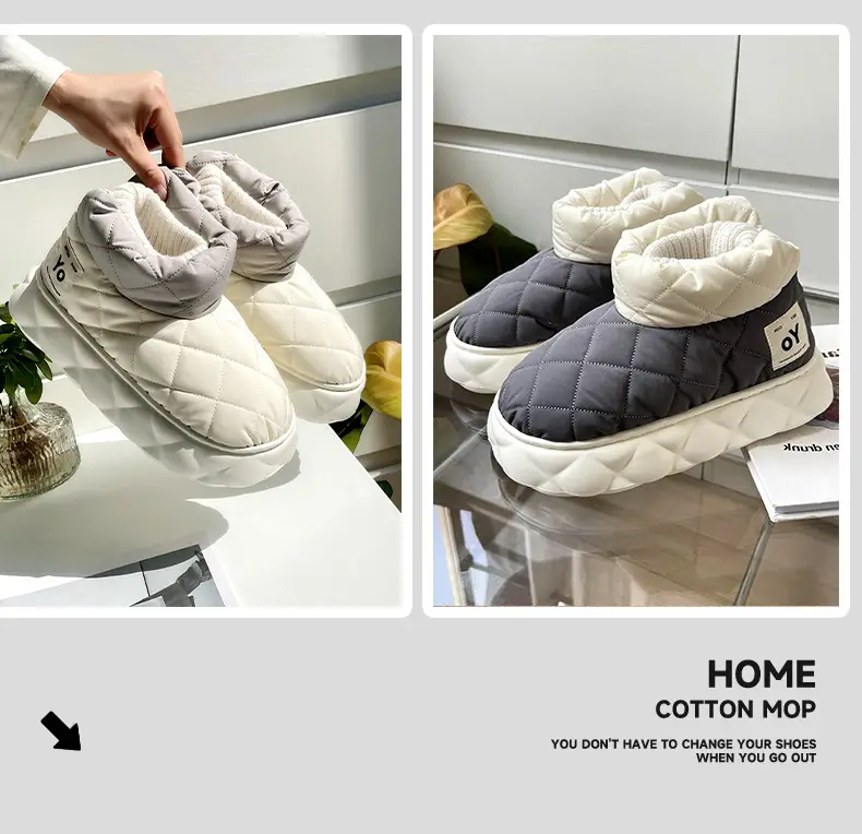 Snow Boots Women's Winter Women's New Internet Popular Winter Internet Popular Thick Bottom Waterproof Down Cloth Shoes Outdoor Warm Cotton Shoes for Men — feature 9