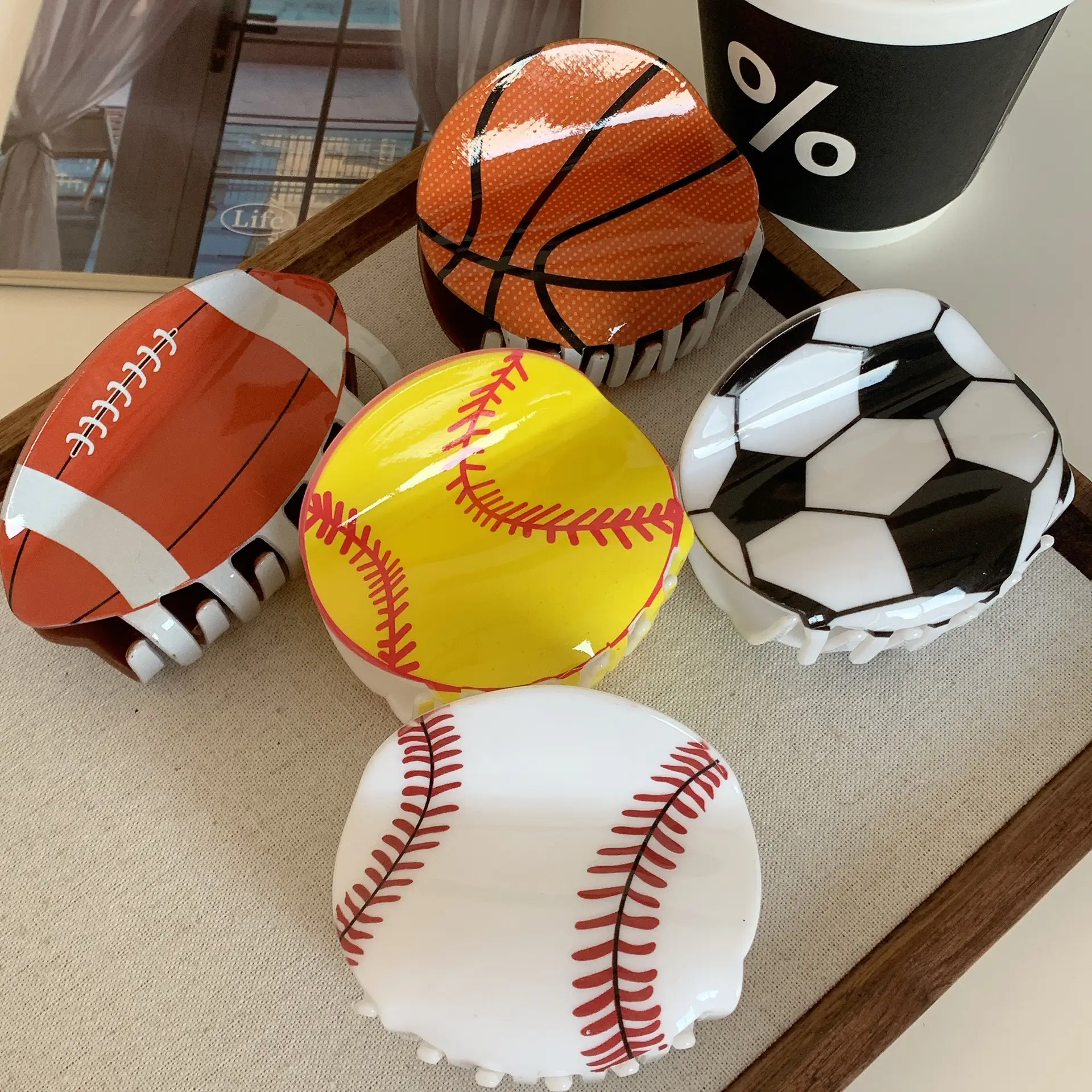 Acrylic Football & Basketball Decorative Clips for Kids