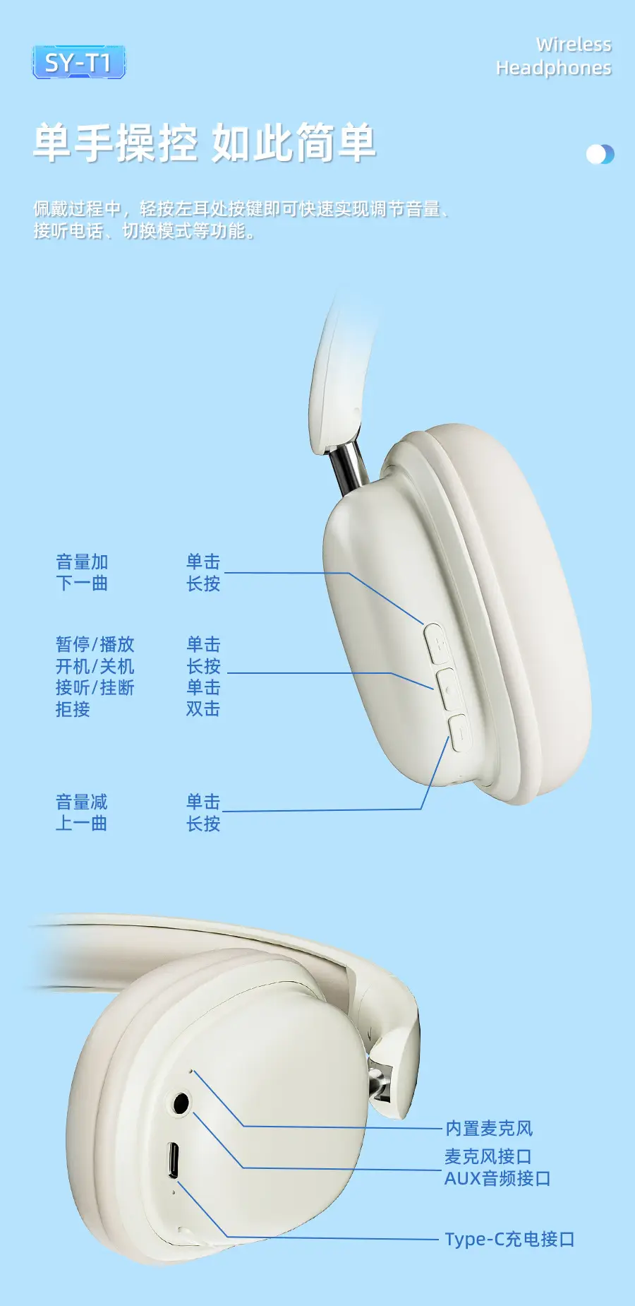 Bluetooth Headset White Black Long Battery Gaming E-Sports β feature 18