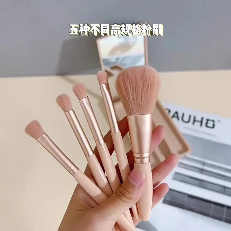 5-Piece Makeup Brush Set with Mirror & Powder Brush - Image 6