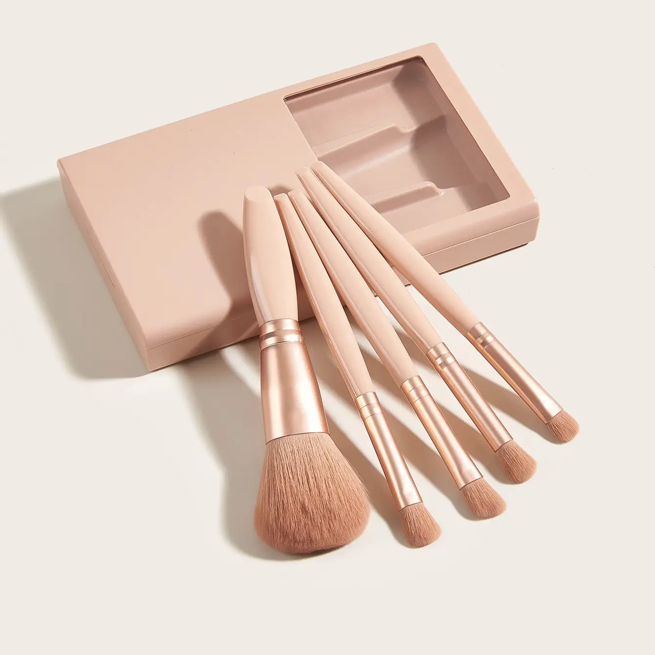 5-Piece Makeup Brush Set with Mirror & Powder Brush - Image 8