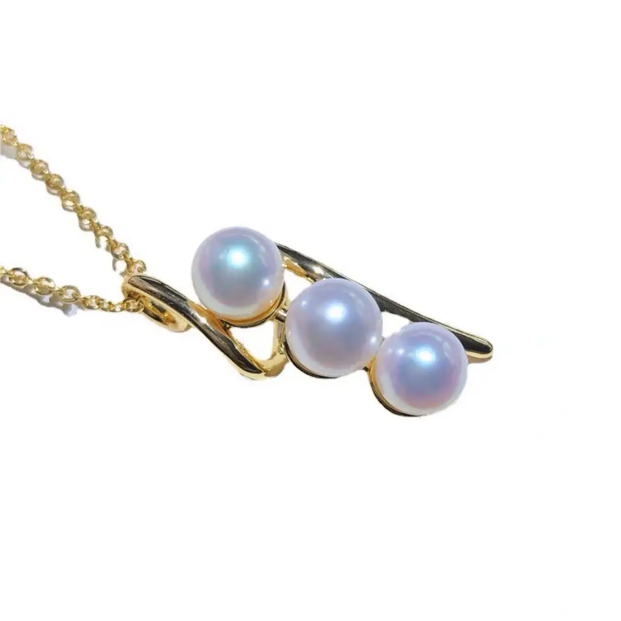 Beautiful Pearl Pendant Necklace for Women Pink Purple Gold Chain - Image 7