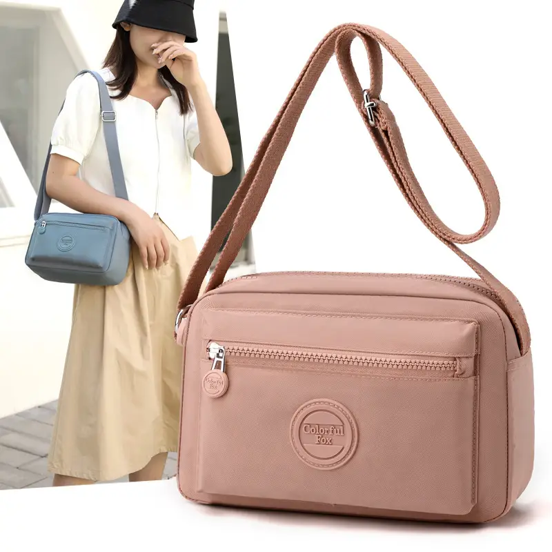 Women's Pink Crossbody Bag with Zipper - Image 11