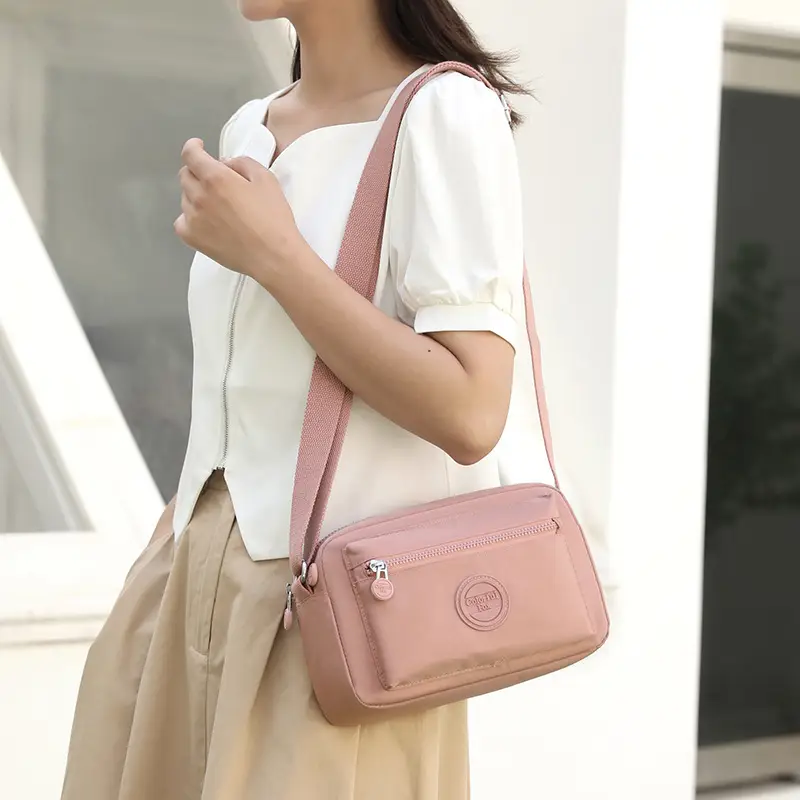Women's Pink Crossbody Bag with Zipper - Image 12