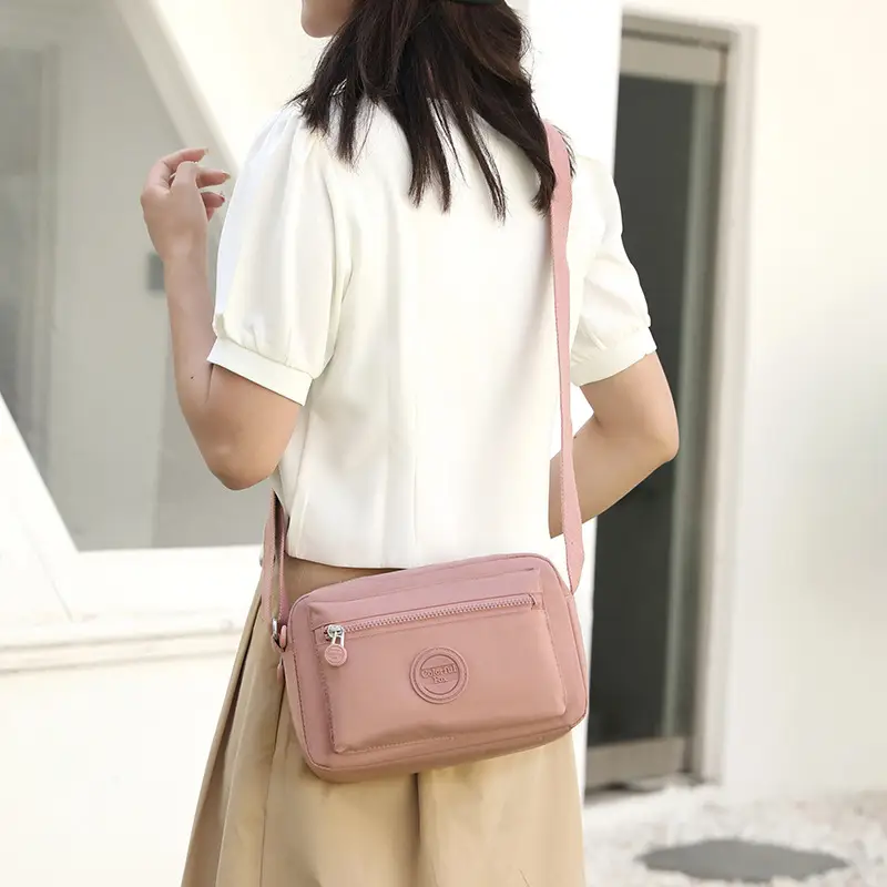Women's Pink Crossbody Bag with Zipper - Image 13