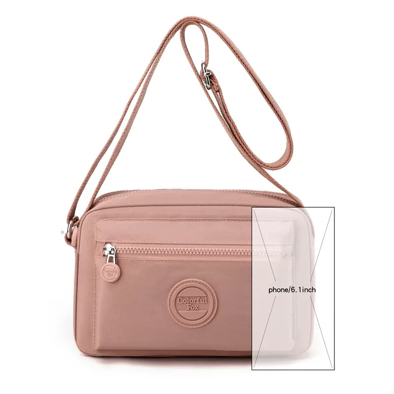 Women's Pink Crossbody Bag with Zipper - Image 15