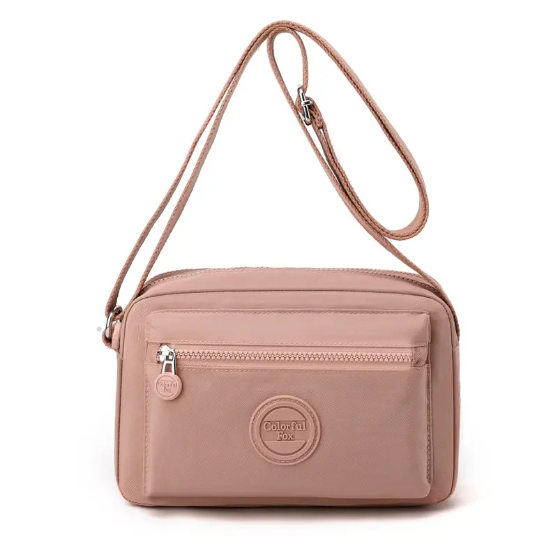 Women's Pink Crossbody Bag with Zipper - Image 9