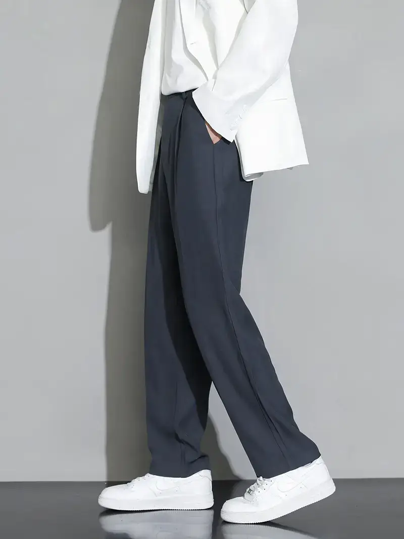 Men Black Fleece Lined Wide Leg Pants Winter Casual - Image 5