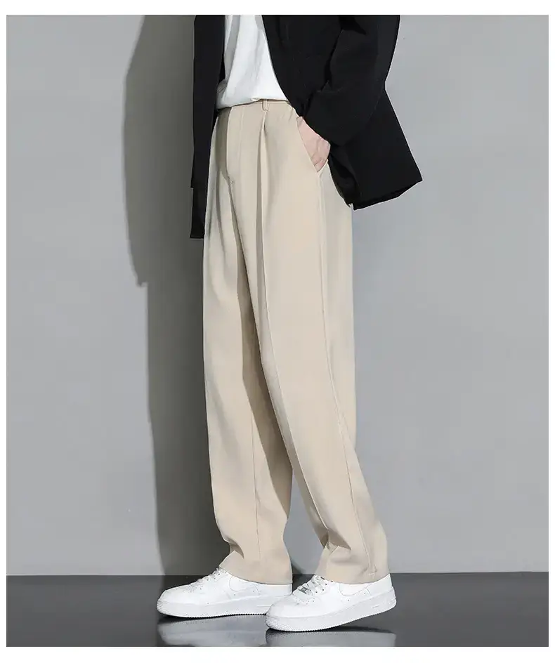 Men Black Fleece Lined Wide Leg Pants Winter Casual — feature 12