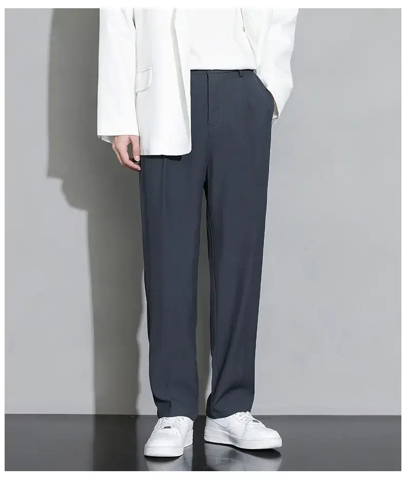 Men Black Fleece Lined Wide Leg Pants Winter Casual — feature 16