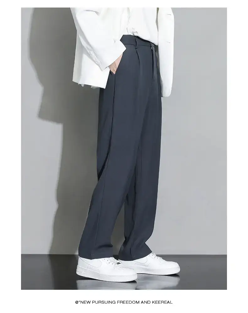 Men Black Fleece Lined Wide Leg Pants Winter Casual — feature 17