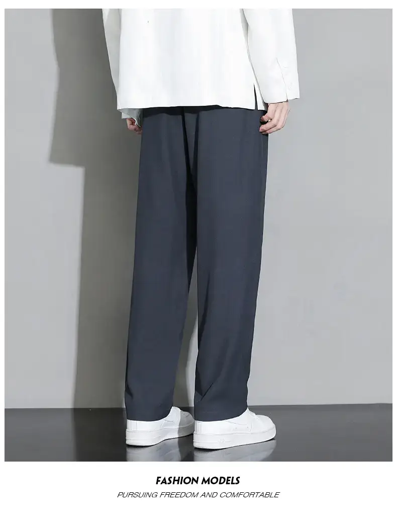 Men Black Fleece Lined Wide Leg Pants Winter Casual — feature 18