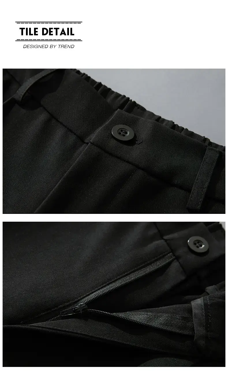 Men Black Fleece Lined Wide Leg Pants Winter Casual — feature 19