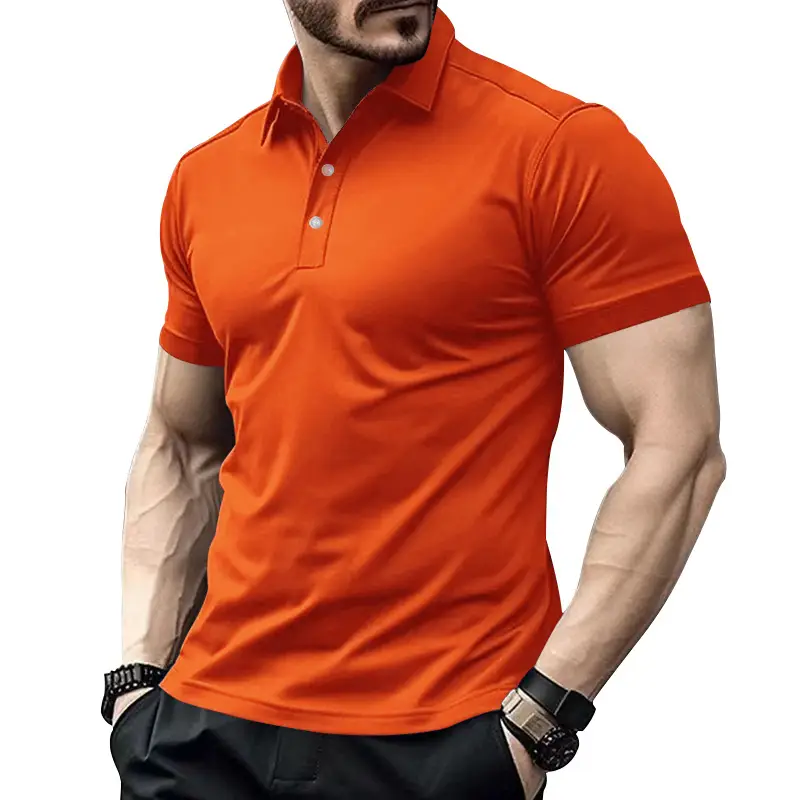 Men Red Polo Shirt Plus Size Casual Summer