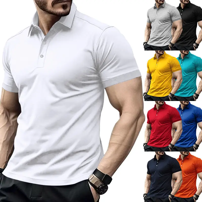 Men Red Polo Shirt Plus Size Casual Summer — feature 3