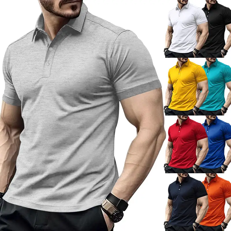 Men Red Polo Shirt Plus Size Casual Summer — feature 4
