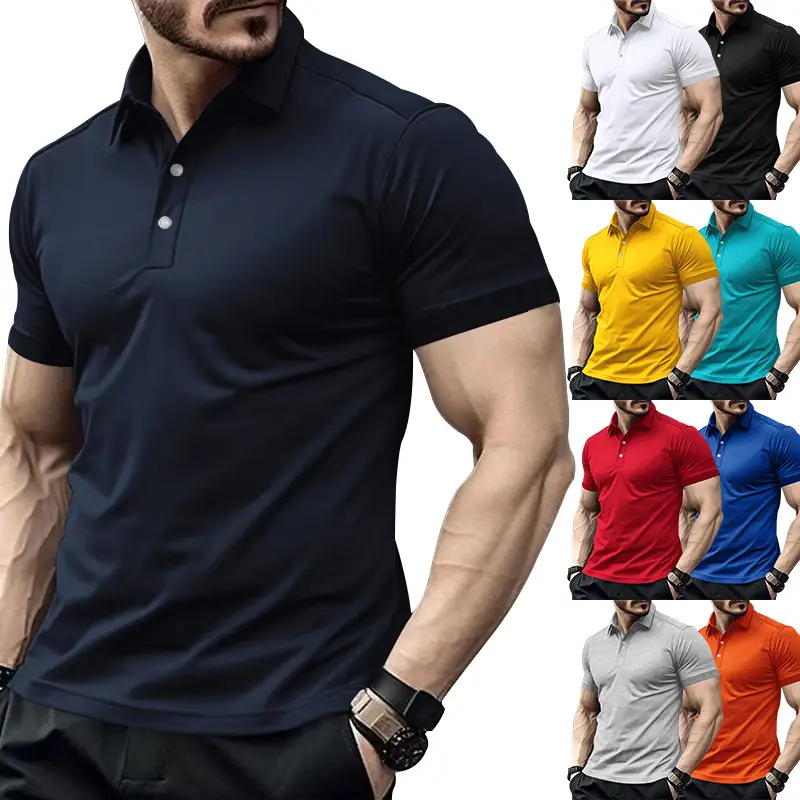 Men Red Polo Shirt Plus Size Casual Summer — feature 6