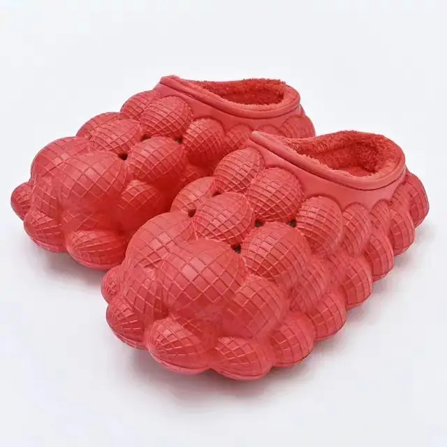 Pink Wooly Women Winter Slippers Non-Slip Warm Indoor