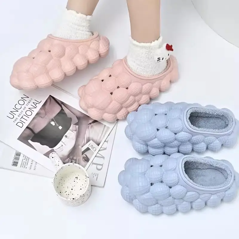 Pink Wooly Women Winter Slippers Non-Slip Warm Indoor - Image 7