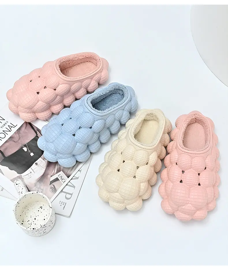 Pink Wooly Women Winter Slippers Non-Slip Warm Indoor — feature 10