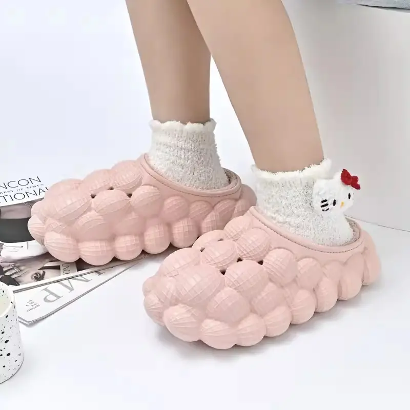Pink Wooly Women Winter Slippers Non-Slip Warm Indoor — feature 11