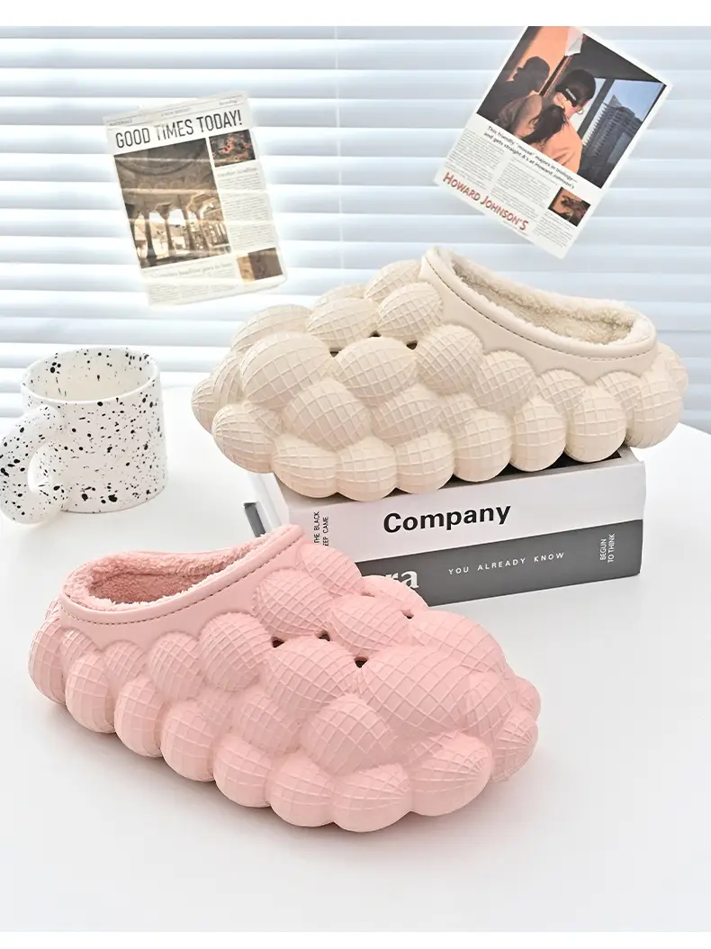 Pink Wooly Women Winter Slippers Non-Slip Warm Indoor — feature 2