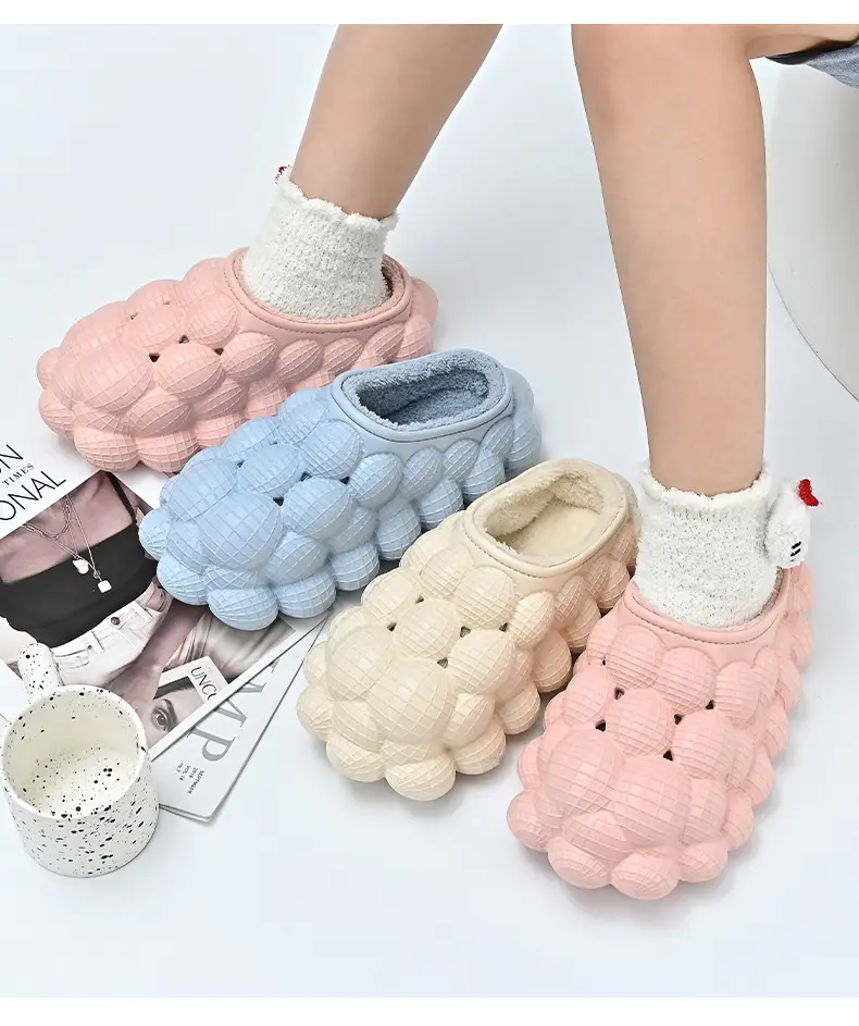 Pink Wooly Women Winter Slippers Non-Slip Warm Indoor — feature 5