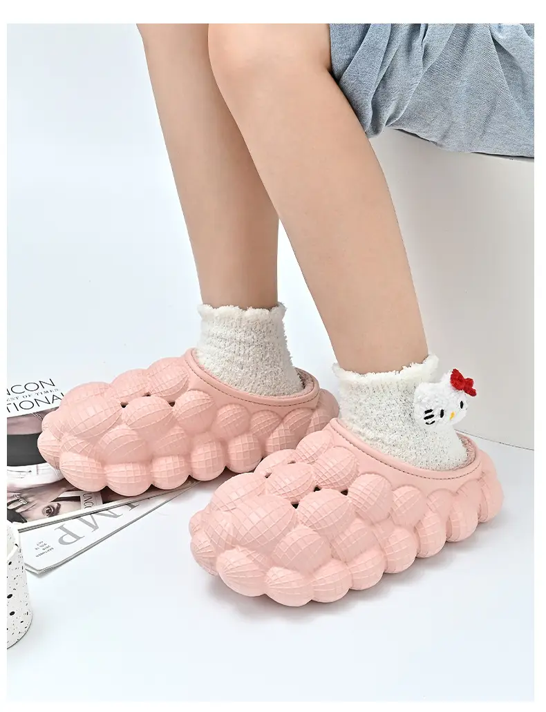 Pink Wooly Women Winter Slippers Non-Slip Warm Indoor — feature 8