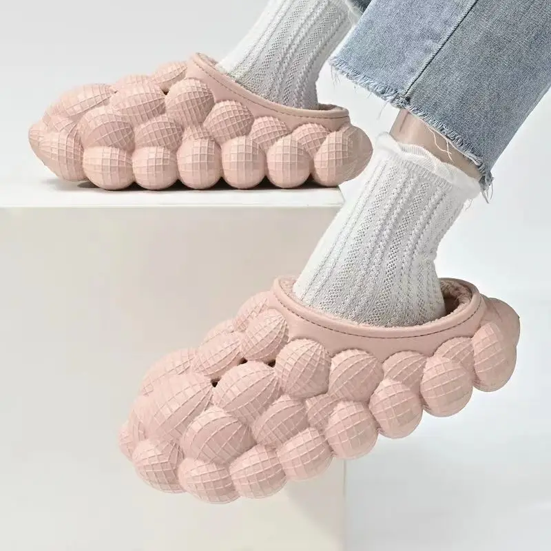 Pink Wooly Women Winter Slippers Non-Slip Warm Indoor - Image 2