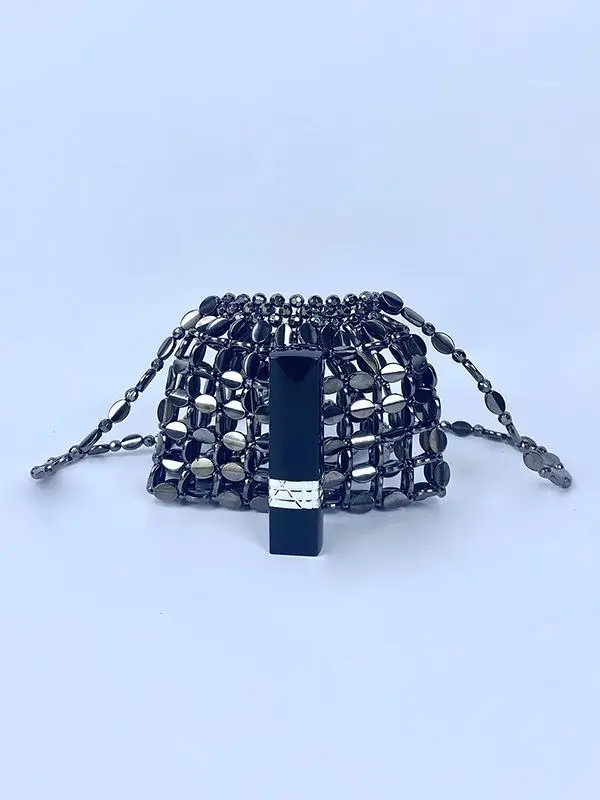 Shiny Sequin Handbag with Chain Strap