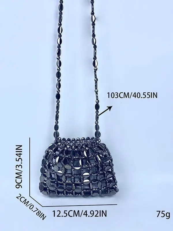 Shiny Sequin Handbag with Chain Strap