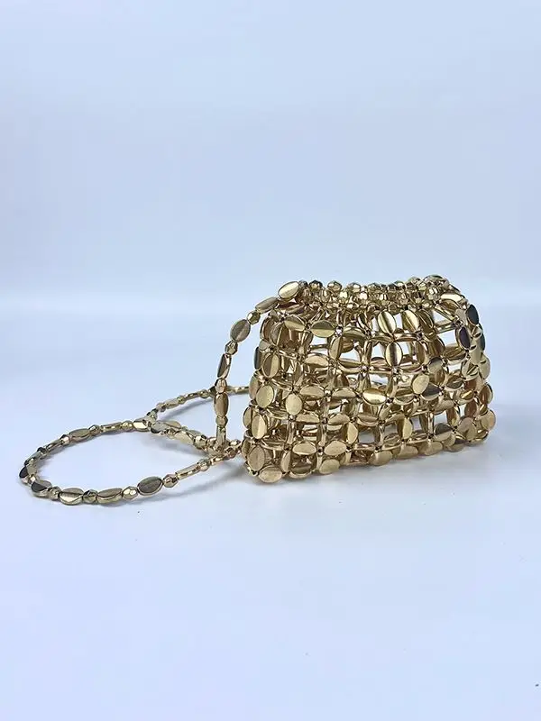 Shiny Sequin Handbag with Chain Strap
