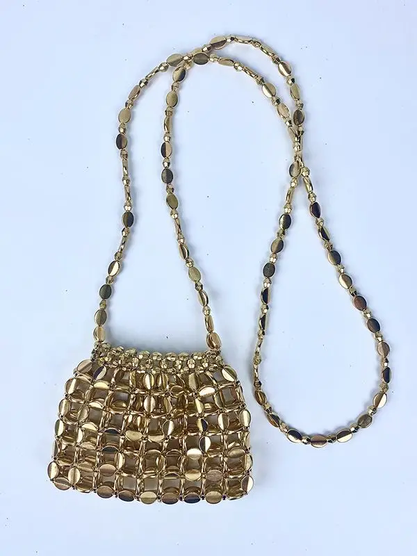 Shiny Sequin Handbag with Chain Strap
