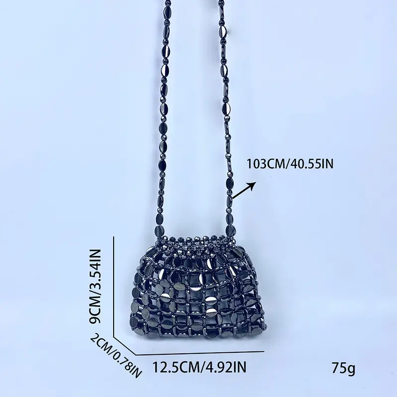 Shiny Sequin Handbag with Chain Strap — feature 13