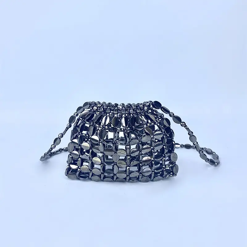 Shiny Sequin Handbag with Chain Strap