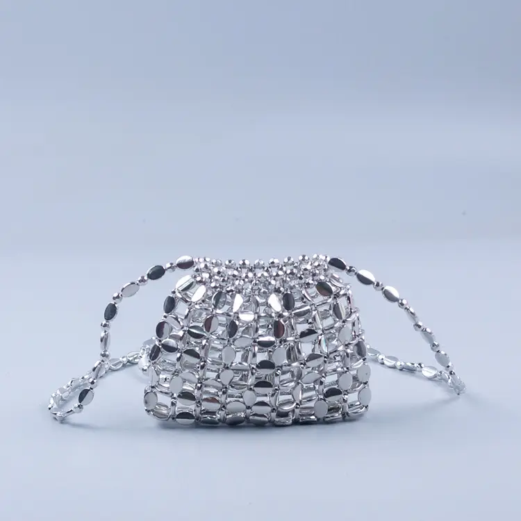 Shiny Sequin Handbag with Chain Strap