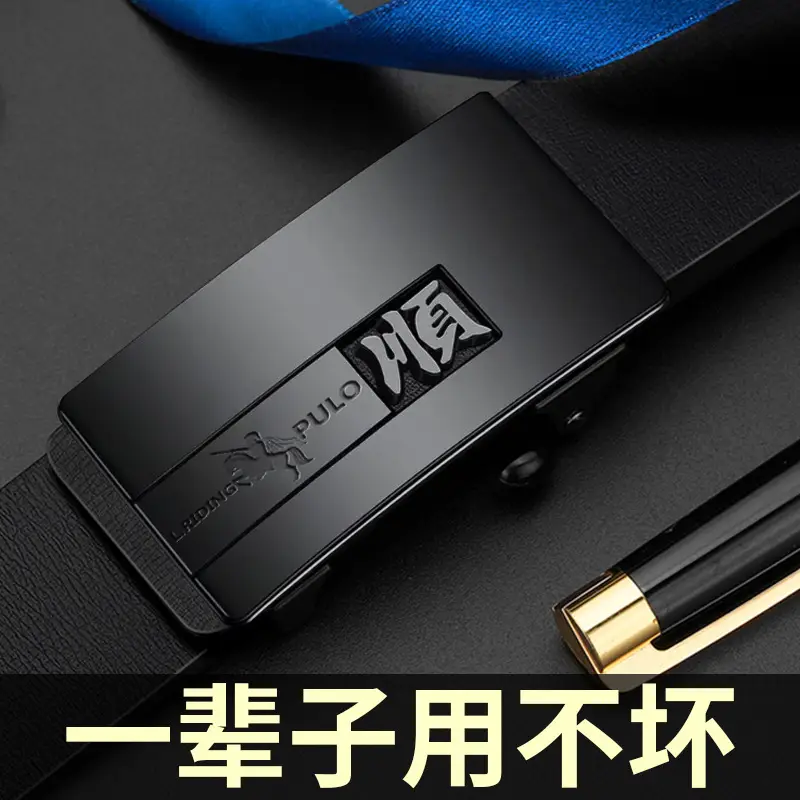 Paul New Men Black Leather Belt with Automatic Buckle - Image 3