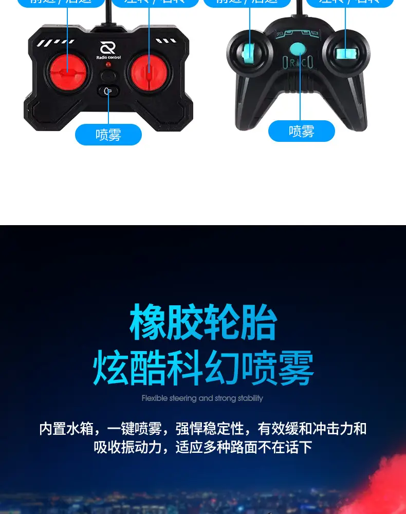 Cross-border spray remote control car handle four-way simulation sports car high-speed racing children's electric remote control car toy car — feature 13